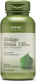 GNC Herbal Plus Ginkgo Biloba 120mg Supplement Vegetarian Supports Mental Sharpness 100 Servings