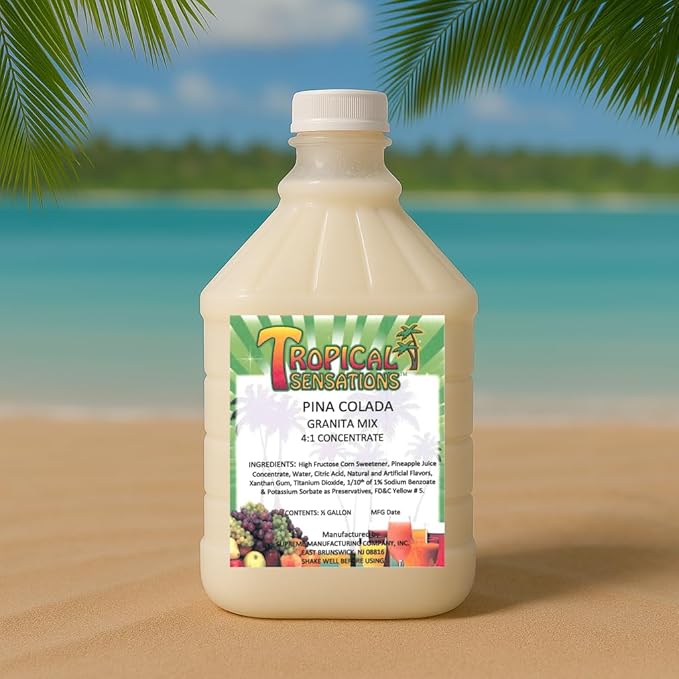 Tropical Sensations Piña Colada Granita Slushie Mix – 6 Bottles 64 oz Each – Non-Alcoholic Frozen Drink Mix for Slush Machines – Bulk Case