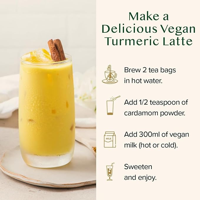 VAHDAM Organic Turmeric Ginger Herbal Tea Bags (100 Pyramid Tea Bags) Caffeine Free Non GMO | 100% Pure Herbal Blend - Savory &amp Spicy Plant-Based Teabags | Resealable Ziplock Pouch
