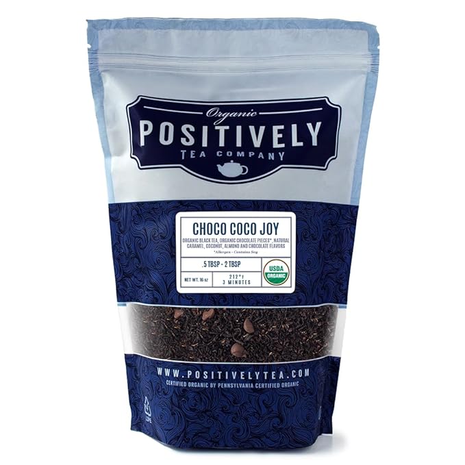 Organic Positively Tea Company Choco Coco Joy Black Tea Loose Leaf 16 Ounce