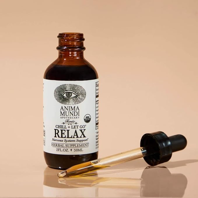 Anima Mundi Apothecary Relax Tonic Nervous System Support - Natural Calm Aid &amp Mood Enhancer - Achieve Stress Relief with Lemon Balm Passionflower Chamomile Ashwagandha Root &amp Lavender (2 f