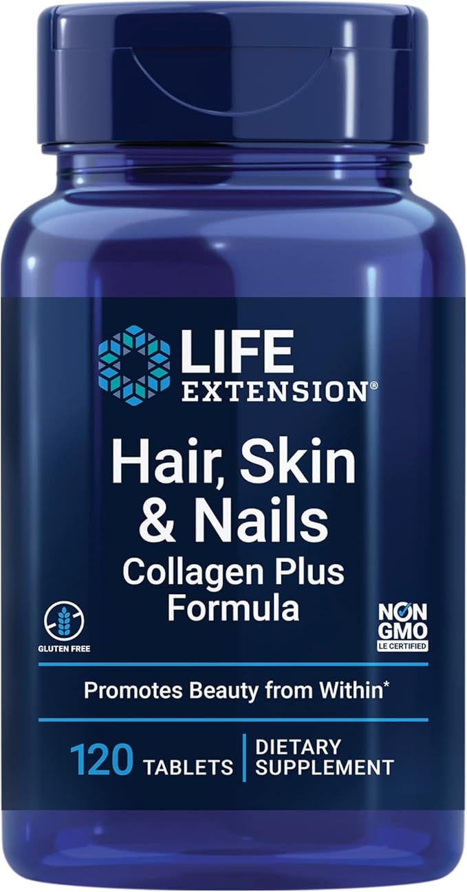 Life Extension Hair Skin &amp Nails Collagen Plus Formula with Multi-Vitamin &amp Mineral Supplement - 120 Count &amp 120 Tablets