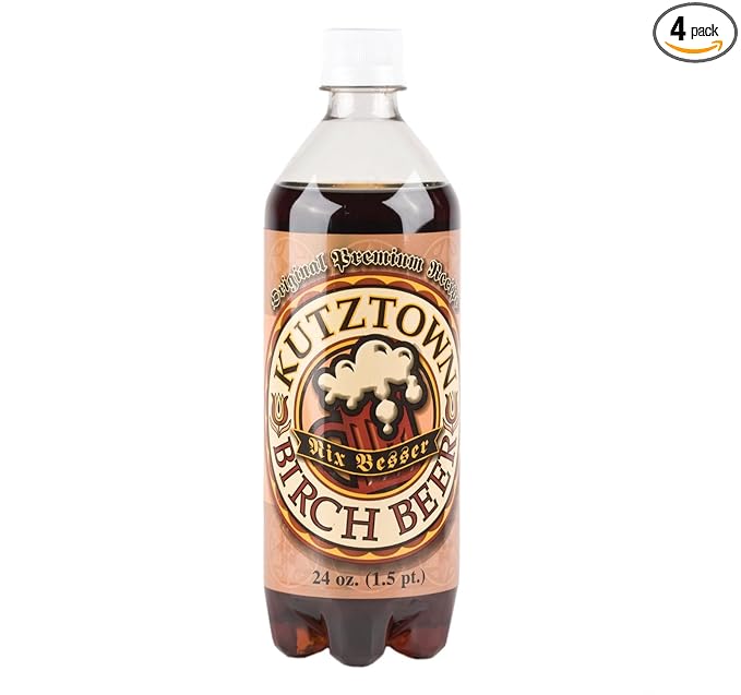 AmishTastes Soft Drinks Variety Box (Birch Beer Black Cherry Grape Red Cream) Kutztown Nix Besser PA Dutch Amish Style 96 Oz.