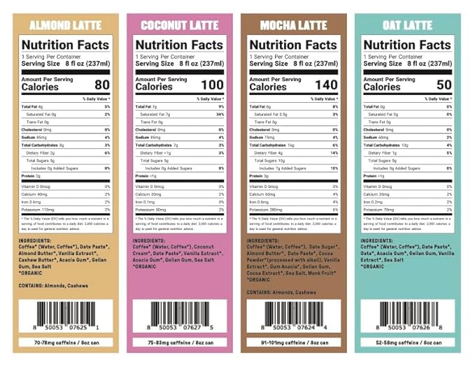 Groundwork Organic Coffee - Almond Cold Brew Latte - 8 Fl Oz Cans (12 Pack)