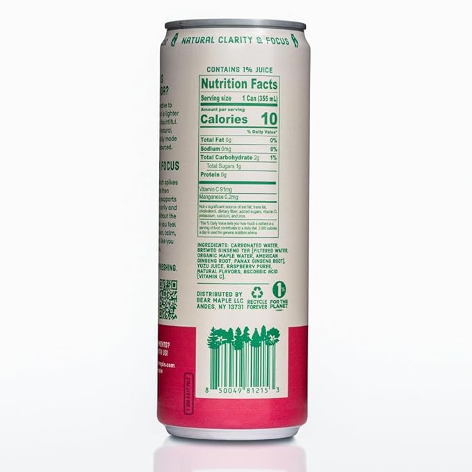 Bear Maple Farms | The Clean Soda Company | Low Calorie | No Artificial Sugar | Cran-Raspberry Clean Soda