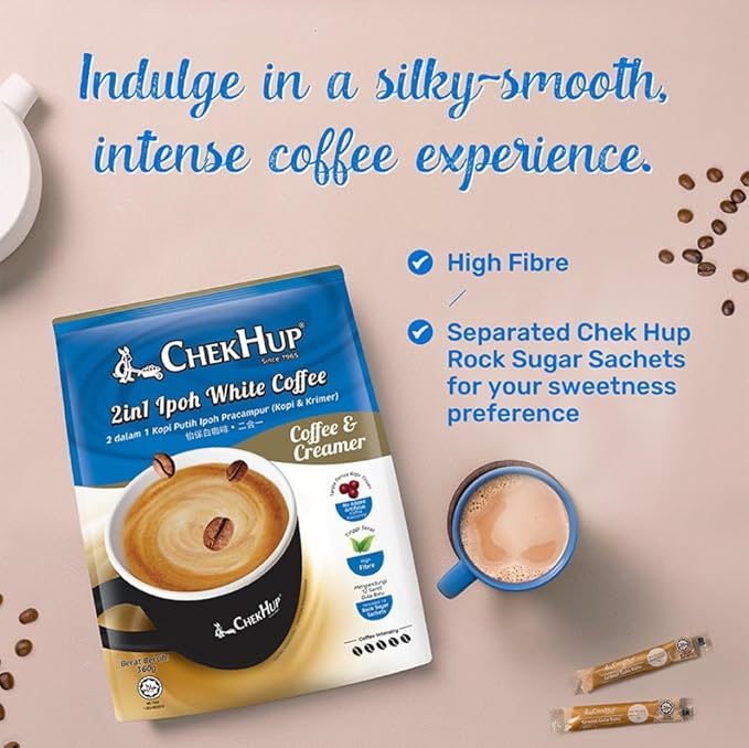 2-Pack Malaysia Authentic Chek Hup 2 In 1 Ipoh White Coffee (12s x 30g/pack) (2)