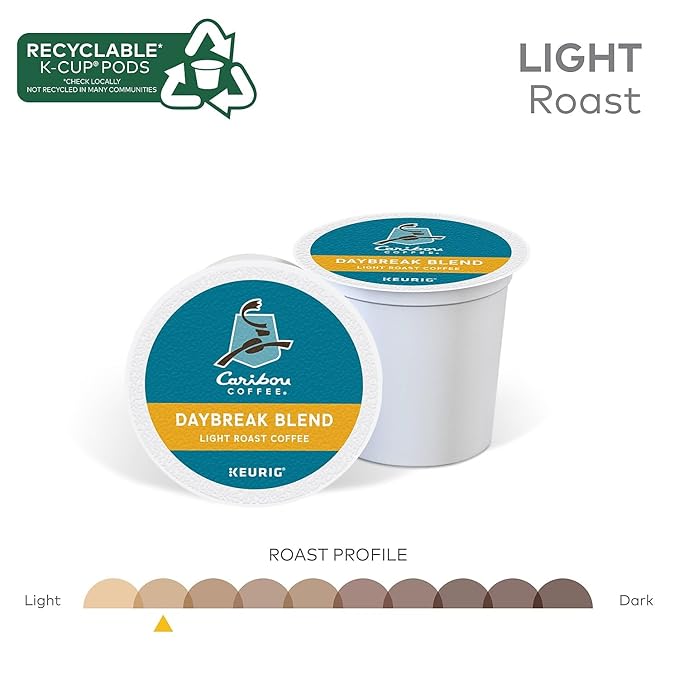 Caribou Coffee Daybreak Morning Blend K-Cups for Keurig Brewers 24 Count (Pack of 4)