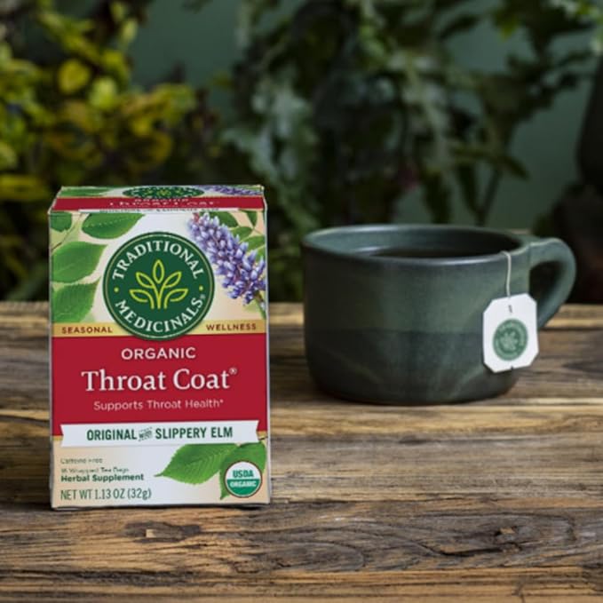 Traditional Medicinals Organic Throat Coat Herbal Tea Supports Throat Health (Pack of 4) - 64 Tea Bags