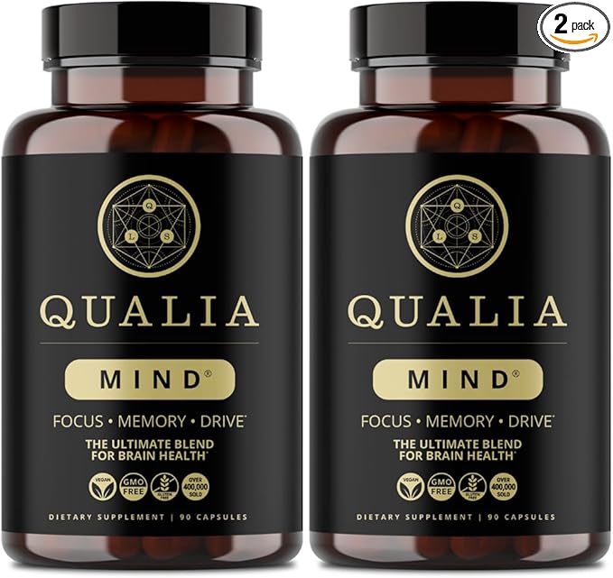 QUALIA MIND | The Ultimate Blend For Brain Health* | Doctor-Formulated Nootropic To Fuel Focus &amp Concentration* | Supports Long Term Brain Health| Maintain Drive &amp Productivity | 6 Week Supply