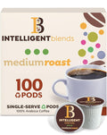 Intelligent Blends Medium Dark Roast Coffee Pods 100 ct Single Serve Pods – 100% Arabica Coffee Compatible with Keurig K Cups Maker