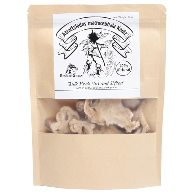 EidolonGreen Atractylodes macrocephala Koidz (Bai Zhu/白术/백술) – Premium Cut Slices for Tea and Cooking | Dried Chinese Herbs 88/3 Oz