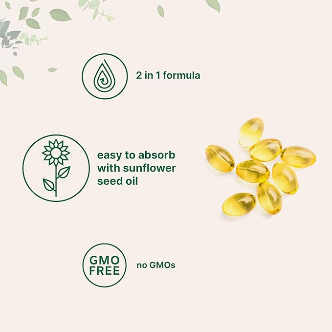 Micro Ingredients Multi Collagen Protein Powder 16oz &amp Vitamin D3 5000iu + K2 100mcg Softgels Bundle 2 Pack | Grass-Fed Collagen Peptides | Essential Sunshine Vitamins