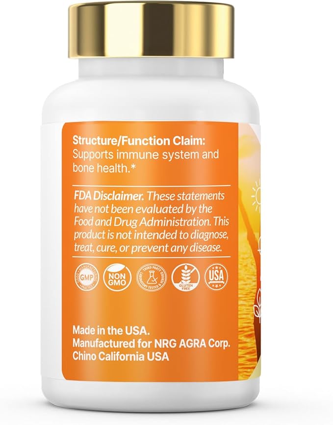 Vitamin K2 with D3 Supplement Non-GMO Formula 125 mcg Vitamin D3 &amp 100 mcg K2 (MK-7) Easy to Swallow D &amp K Complex 60 Capsules