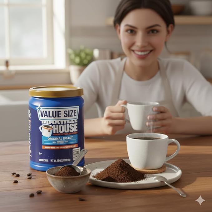 Original Roast Ground Coffee Medium Roast Coffee Smooth &amp Rich Arabica Blend Fresh Roasted Coffee Powder Value Size Canister Premium Breakfast Coffee for Drip Coffee Maker French Press Pour