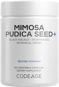 Codeage Organic Mimosa Pudica Seed Capsules - Mimosa Pudica Seeds Supplement - Black Walnut Cloves Vidanga Neem BioPerine - All in One - Sensitive Plant Pills - Non-GMO &amp Vegan - 120 Capsules