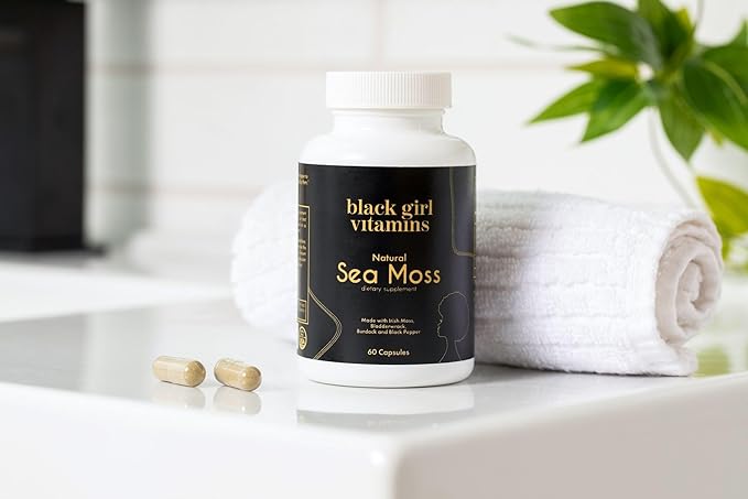 Black Girl Vitamins Organic Sea Moss Capsules – 92 Minerals Superfood Supplement | Vegan Sea Moss Pills for Thyroid Digestive &amp Immune Support | Black-Owned Non-GMO