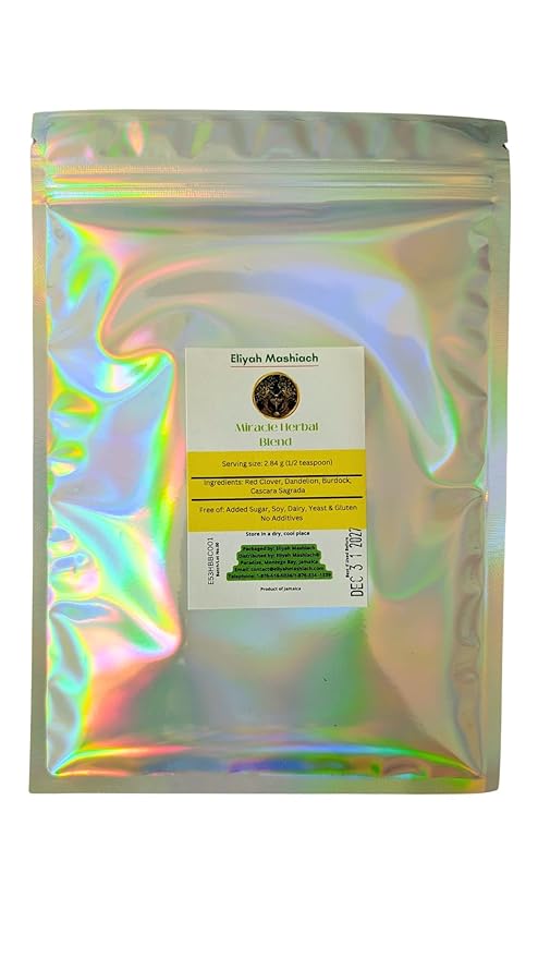 Eliyah Mashiach B Powder Herbal Tea Blend with Cascara Sagrada Red Clover Burdock and Dandelion 2.1 oz Hot or Cold Brew