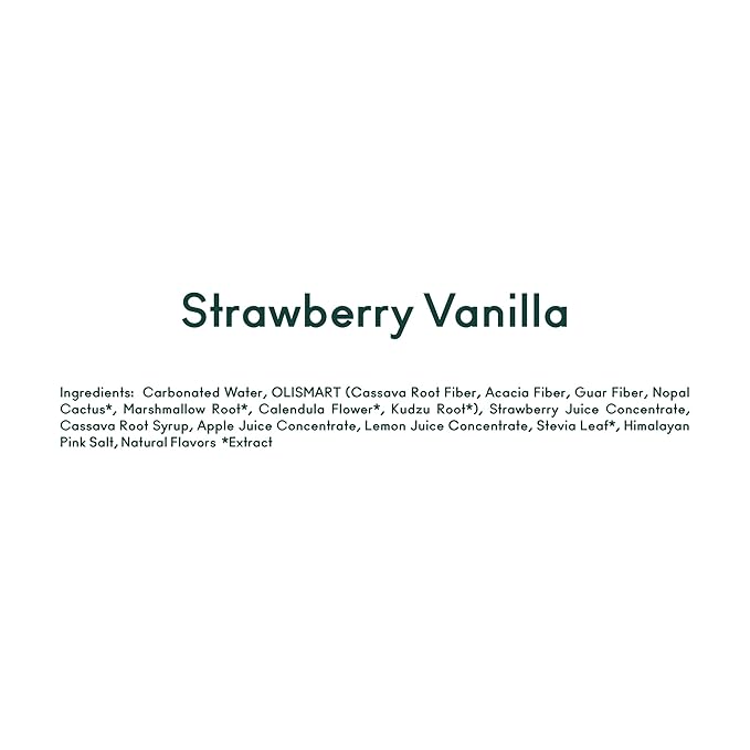 OLIPOP Prebiotic Soda Pop Strawberry Vanilla Pantry Pack Packed with Prebiotics Fiber and Botanicals Gluten Free GMO Free 12oz Skinny (12-Cans)