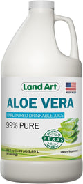 Land Art - Pure Aloe Vera Juice Unflavored – Cold-Processed - 99.7% Organic Aloe Vera Inner Fillet from Fresh Texas Leaves – Digestive Health Detox and Natural Wellness – 64 fl oz