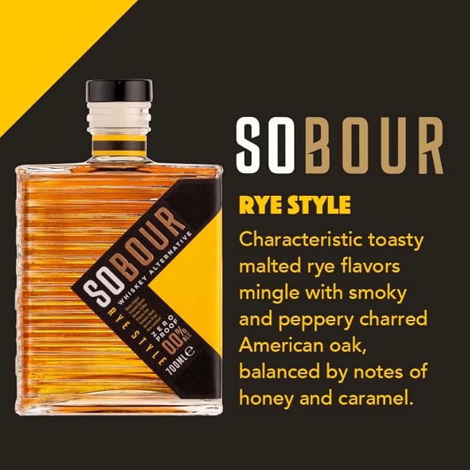 SOBOUR Rye Style Non Alcoholic Whiskey 700ml | Non Alcoholic Drinks – Bourbon Alternative | Premium Non Alcoholic Spirits by Spirits of Virtue | Imported by Think Distributors