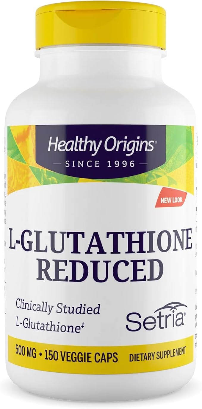 Healthy Origins L-Glutathione 500 mg (Setria Non-GMO Gluten Free Antioxidant Immune Support Skin Support) 150 Veggie Caps