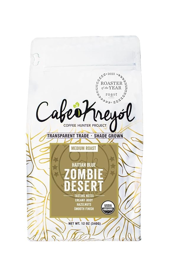 Cafe Kreyol Organic Zombie Desert | 12 oz - Haitian Blue Medium Roast Whole Bean Coffee – USDA Certified Organic