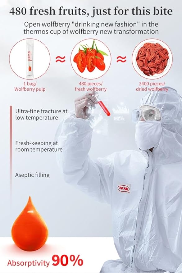 Goji Berries Fruit Puree Raw Liquid Drink (Wolfberries Juice) 100% pure juice Undiluted -（15ml*20 PCS）No Added Sugar wolfberry tea goji puree goji juice 枸杞原浆 (Wolfberries)