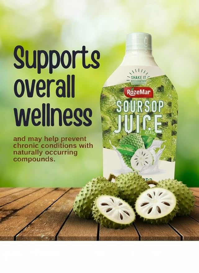 Rozemar Soursop Juice | Tropical Soursop Beverage | Rich Flavor Superfruit Drink | 70 fl oz Bottles | Pack of 9