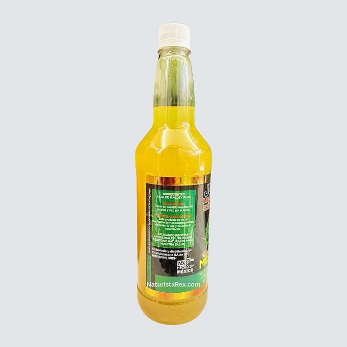 El Michoacano Yellow Maguey Juice REFORZADO Raize de Curcuma Michoacano | Jugo de Maguey Reforzado Michoacano 33 oz (1 LT) Tonic Drink Dietary Supplement