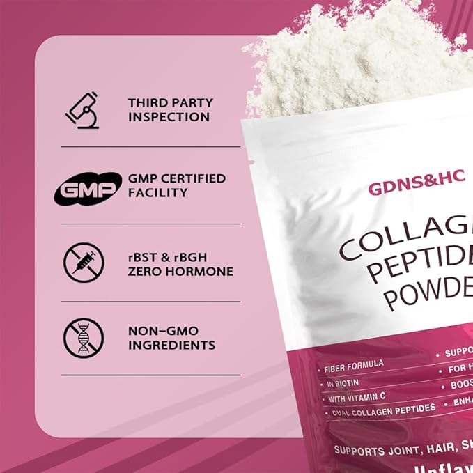 GDNS&ampHC Collagen Peptide Powder Unflavored (Collagen16 oz) – This Instant Soluble Collagen Supplement is formulated to Boost Skin Hair Nail and Joint Health Making it Your Perfect Daily Choice