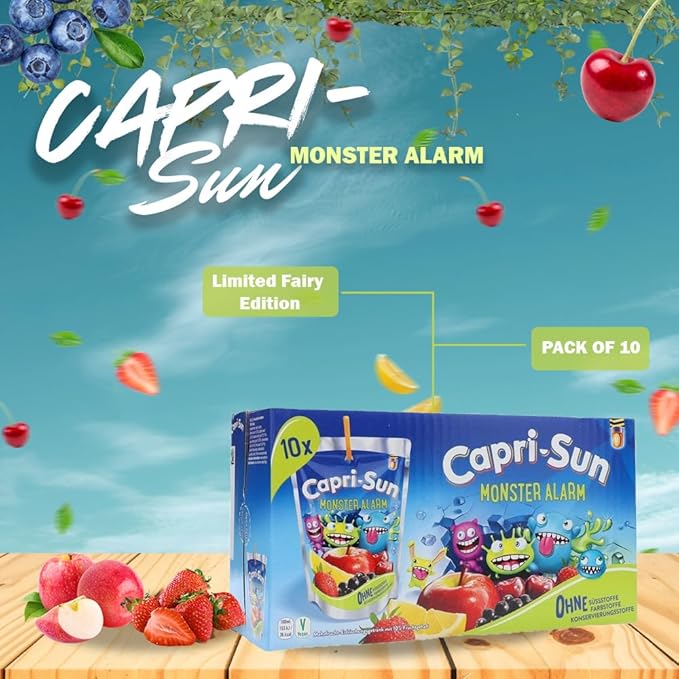 MONSTER ALARM 10x200ml – Multivitamin Juice – No Artificial Colors or Preservatives – Easy Opening – Fun Fairy Edition 20cl (Pack of 10)