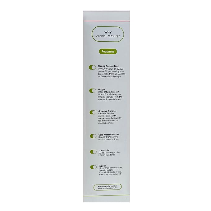 [Aronia Treasure] 100% Aronia Berry Juice: Rich in Antioxidants Gluten-Free Vegan Not From Concentrate made from Premium Aronia Berries