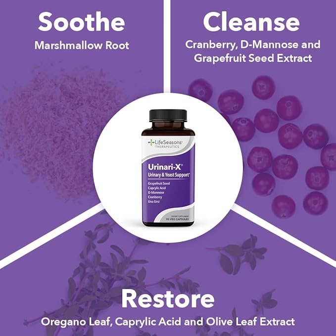 Urinari-X - Urinary Tract Support - Fast Acting UTI Relief - Vitamin Supplement for Healthy Bladder Function &amp Immunity - D-Mannose Cranberry Caprylic Acid Uva Ursi &amp Grapefruit - 180 Capsu