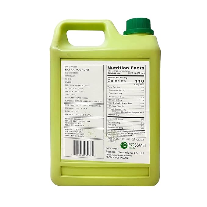 Possmei Extra Yoghurt Flavored Syrup 5.5 Pound Plastic Jar 2 Pack