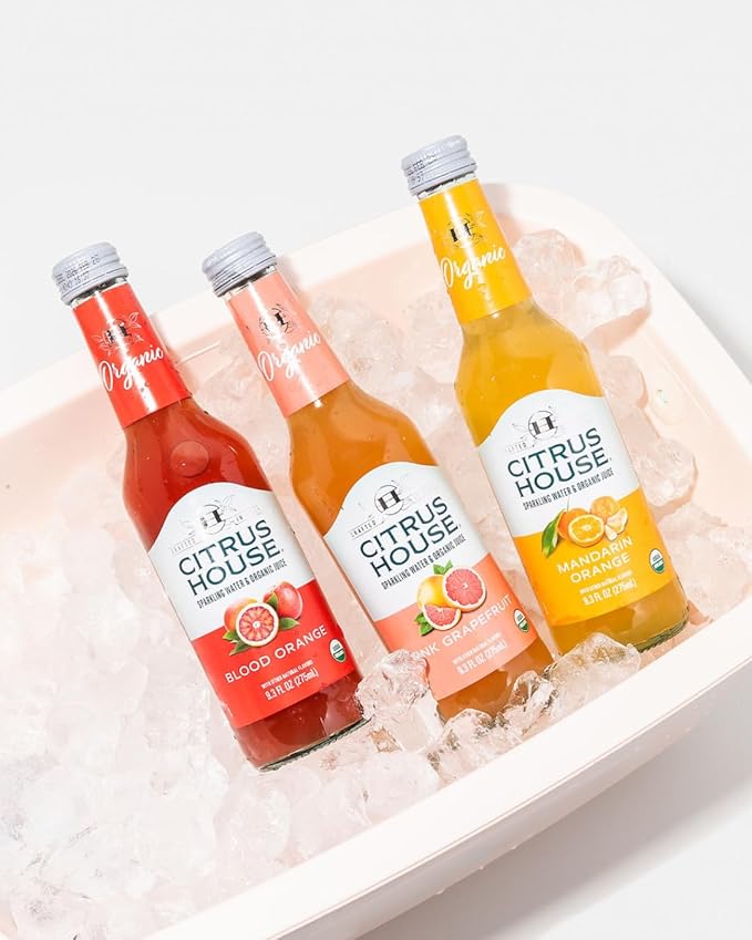 Citrus House Organic Sparkling Juice Variety Pack Modern Italian Soda No Added Sugar No Preservatives 9.3 Fl Oz Glass Bottle (Pack of 12)
