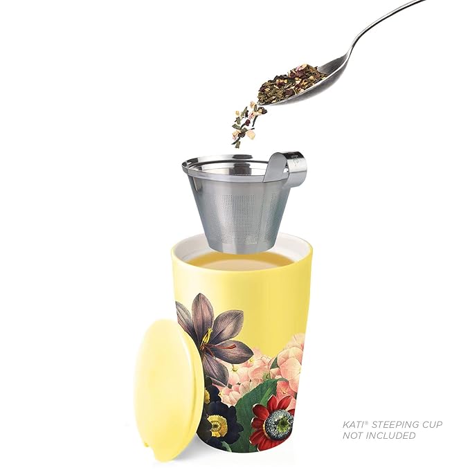 Tea Forte Wildflower Honey Citrus Premium Loose Leaf Caffeinated Green Tea Blend Canister Makes 35-50 Cups Round Canister