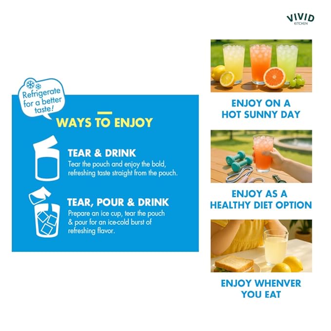 VIVID KITCHEN | Mixed Berry Ade Pouch drinks – Zero Sugar Zero Calories | Korean Convenience Store Drink | No Artificial Preservatives or Corn Syrup | 6.4 fl oz (10 Pouches) (10 Pouch Mixed Berry Ad