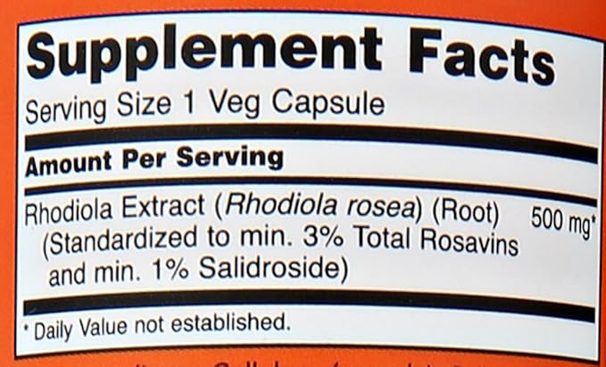NOW Rhodiola Rhodiola Rosea 500mg 60 Capsules (Pack of 2)