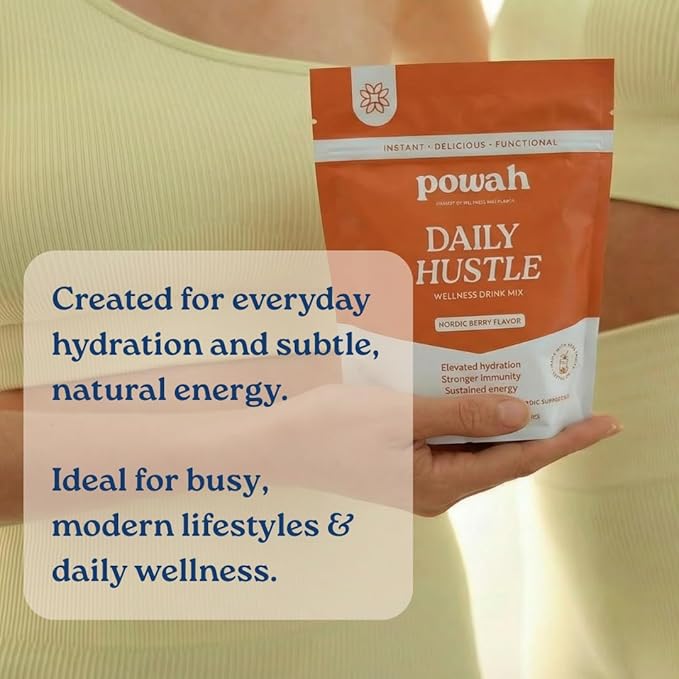 Daily Hustle Wellness Drink – Electrolytes Adaptogens &amp Immunity Support. 30 Sugar-Free Servings. Clean Superfoods. Nordic Berry Flavor.