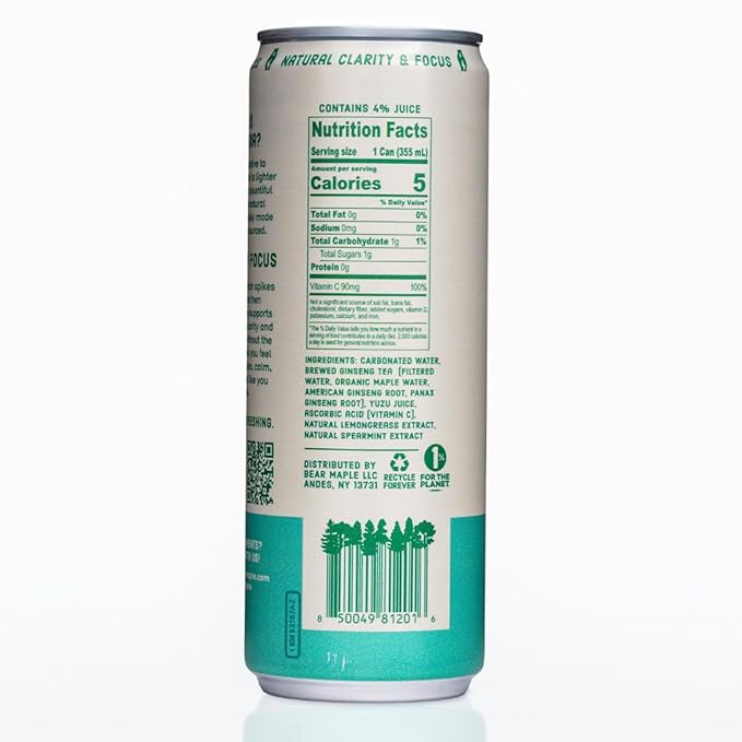 Bear Maple Farms | The Clean Soda Company | Low Calorie | Naturally Sweetened | Lemongrass Mint Clean Soda