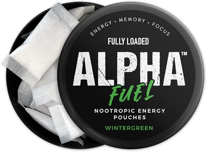 Fully Loaded Alpha Fuel Nootropic Pouches (Wintergreen Fuel) - Nootropic Energy Pouches with Caffeine Alpha GPC Tyrosine Taurine Guarana and More