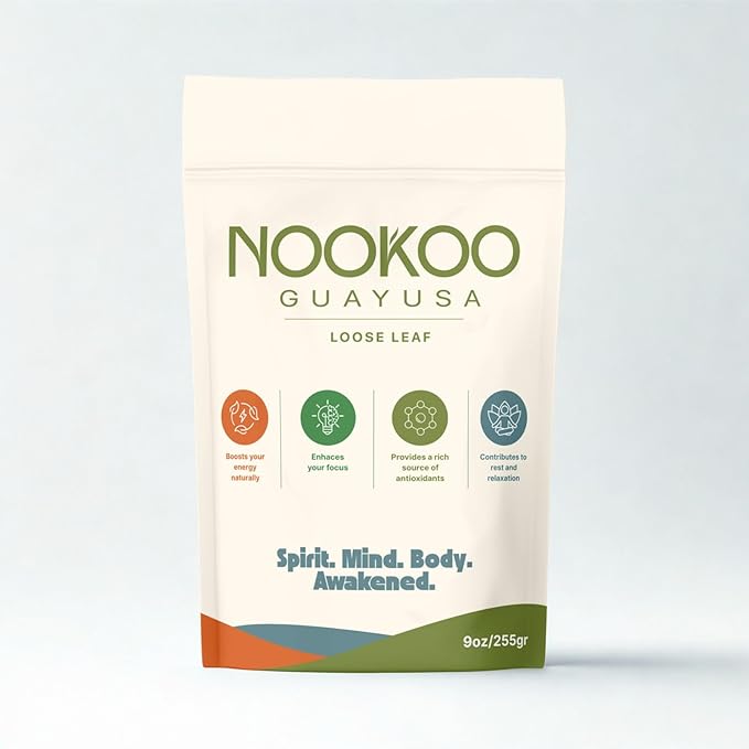 NooKoo Organic Guayusa Loose Leaf Tea 9 oz | Clean Energy &amp Focus | 60mg Natural Caffeine | Smooth Jitter-Free Boost | Antioxidant-Rich Herbal Tea | Coffee Alternative from the Amazon