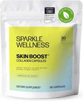 Sparkle Wellness Skin Boost Collagen Capsules (180 Pills) | 30 Days of 2500mg VERISOL Collagen Peptides &amp Vitamin C | Improves Skin Elasticity &amp Appearance of Fine Lines | Strengthens Hair &am