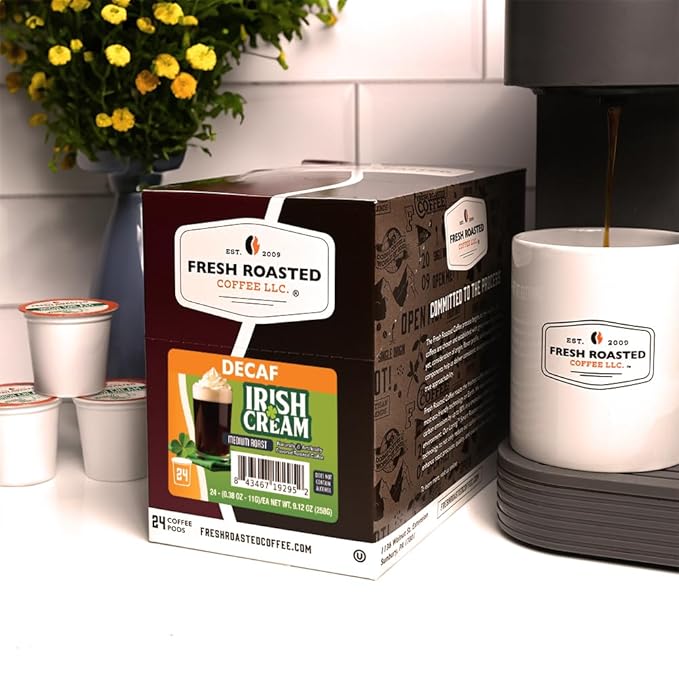 Fresh Roasted Coffee Decaf Irish Cream Flavored Coffee Pods K-Cup Compatible 96 Count