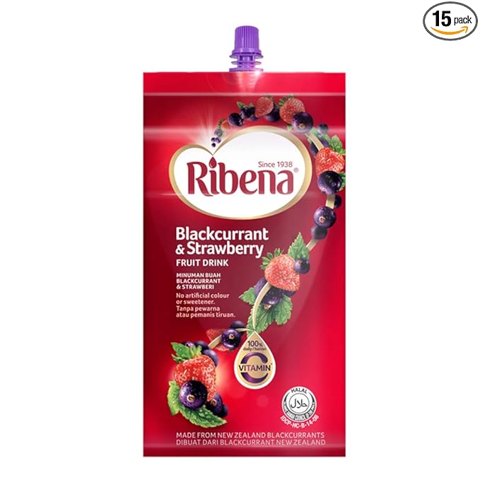 Malaysia Flavour Ribena Fruit Drink 330ml (Blackcurrant &amp Strawberry 15 Count)