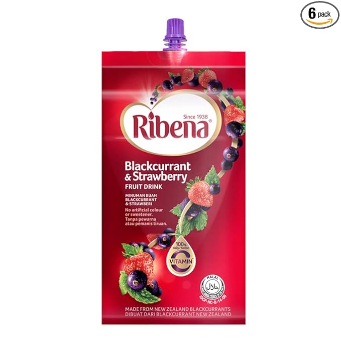 Malaysia Flavour Ribena Fruit Drink 330ml (Blackcurrant &amp Strawberry 6 Count)