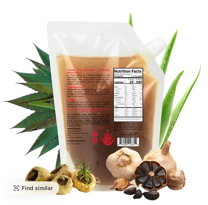 400ML Maguey Juice Tarasco Ajo Negro Moronel Muicle Maca - Jugo De Maguey Reforzado Extract | All Natural 100% Juice | Jugo de Maguey de Michoacan Sabor Natural