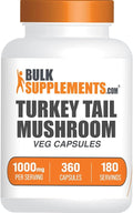 BulkSupplements.com Turkey Tail Mushroom Capsules - Coriolus Versicolor Extract Turkey Tail Mushroom Extract - Vegan &amp Gluten Free 2 Capsules per Serving 360 Veg Capsules (Pack of 1)