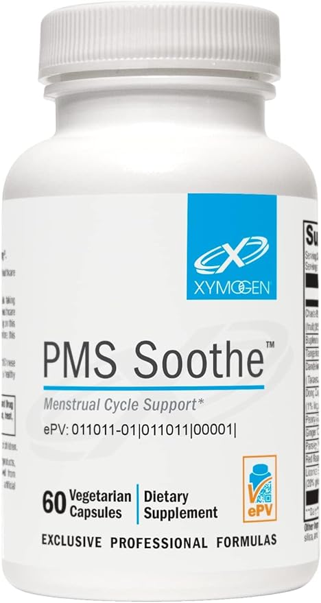XYMOGEN PMS Soothe - Menstrual Cycle &amp Hormonal Balance Support - Traditional Herbal Blend - Vegan Gluten-Free &amp Non-GMO - 60 Capsules