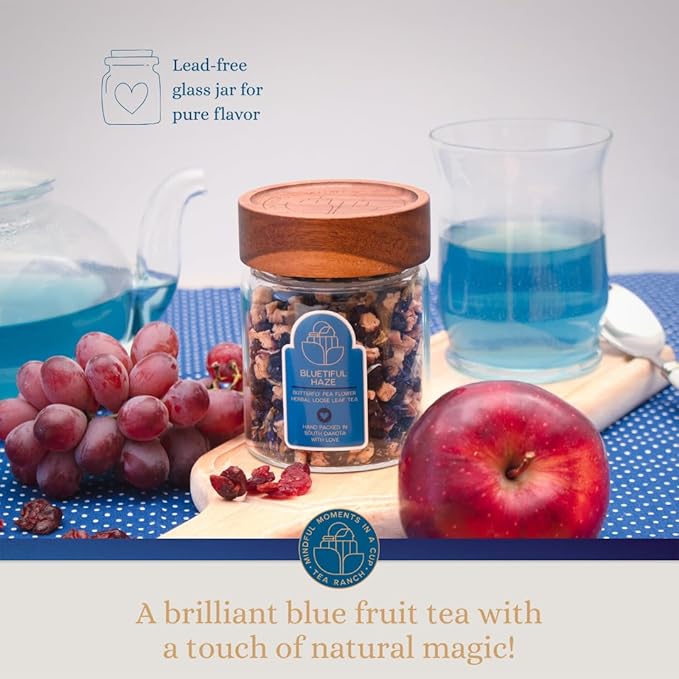 Tea Ranch – Bluetiful Haze Loose Leaf Fruity Blueberry Tea with Butterfly Pea Flower Premium Blend With Cornflower Naturally Caffeine‑Free Herbal Tea Enjoy Hot or Iced &amp Brews Up to 45 Cups 4